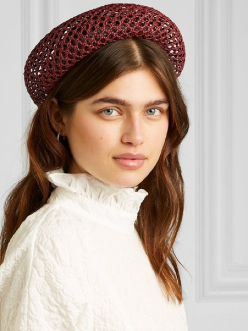 Woven Beret Hat in Deep Burgundy - Women's Accessory CLYDE ACORN BERET - SIENNE